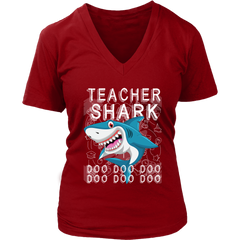 Teacher Shark Women V-Neck Shirt Doo Doo Doo Plus Size Official VnSupertramp Back To School Apparel