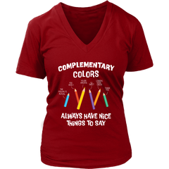 VnSupertramp Complementary Colors Women V-Neck Art Teacher T-Shirt Plus Size XL-4XL - For Funny Artist Gift Tee Shirt