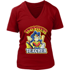 Wonder Teacher Women V-Neck Shirt Teacher Life Back To School Tee Official VnSupertramp Apparel