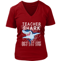 Teacher Shark Women V-Neck Shirt Doo Doo Doo Plus Size Official VnSupertramp Back To School Apparel