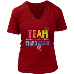 Team Third Grade Women V-Neck Shirt Plus Size XL-4XL Back To School Official VnSupertramp Apparel