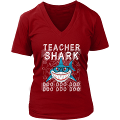 Teacher Shark Women V-Neck Shirt Doo Doo Doo Plus Size Official VnSupertramp Back To School Apparel