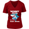 Image of VnSupertramp Mommy Shark and Baby Shark Personalized Name Birthday V-Neck Shirt - D5