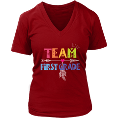 Team First Grade Women V-Neck Shirt Plus Size XL-4XL Back To School Official VnSupertramp Apparel