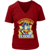 Image of VnSupertramp Wonder Teacher Women V-Neck T-Shirt Plus Size XL -4XL Back To School 1st Day of School Funny Gift Tee