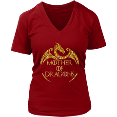 VnSupertramp Mother of Dragons Women V-Neck T-Shirt Plus Size XL-4XL For Mother's Day Gift Dragon Fans Mom - D2