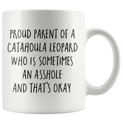 [TL] Andaz Press Funny Dog 11oz. Coffee Mug Gag Gift, Proud Parent of a Catahoula Leopard Who is Sometimes an Asshole and That's Okay, 1-Pack, Mom Dad Dog Lover's Christmas Birthday Ideas, with Gift Box