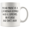 Image of [TL] Andaz Press Funny Dog 11oz. Coffee Mug Gag Gift, Proud Parent of a Catahoula Leopard Who is Sometimes an Asshole and That's Okay, 1-Pack, Mom Dad Dog Lover's Christmas Birthday Ideas, with Gift Box