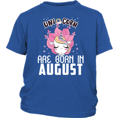 Unicorns Are Born In August Birthday Girl Youth Shirt Official VnSupertramp Apparel