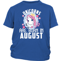 Unicorns Are Born In August Birthday Girl Youth Shirt Official VnSupertramp Apparel