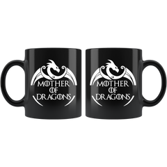 VnSupertramp Mother of Dragons Black Coffee Mug 11oz - Personalized Mother's Day Gift - Game of Thrones Fans Lovers