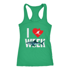 VnSupertramp I Love Sharks Week Women Racerback Tank Top T-Shirt Great Tees For Shark Lover Fan TV Show D1