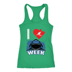 VnSupertramp I Love Sharks Week Women Racerback Tank Top T-Shirt Great Tees For Shark Lover Fan TV Show D2