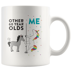 [TL] Andaz Press Funny Quirky 11oz. Ceramic Coffee Mug 60th Birthday Gift, Other 60 Year Olds Me, Horse, Unicorn, 1-Pack, Sister Mom Grandma Coworker Girl Friend