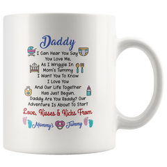 [TL] Daddy I Can Hear You Say You Love Me, Personalized Mug Dad To Be Daddy Gift From Unborn Baby, Gift For Mom, Mothers Day Gift