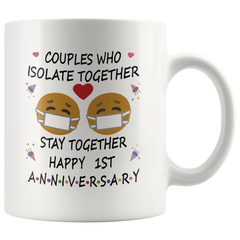 [TL] 1st Quarantine Anniversary 2021 for Couple Husband Wife Men | Pandemic Gift for 1 Years Marriage Party | Married 2020 | 11oz White Coffee Mug D219-1