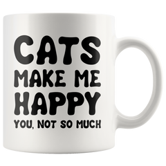 [Teelaunch] Cats Make Me Happy You, Not So Much Womens Cat Lovers 11Oz White Coffee Mug