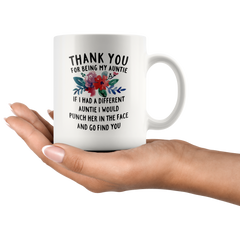 [TL] DQG CVT Funny Aunt Mug - Thank You For Being My Aunt Coffee Mug - Unique Family Idea For Your Best Effin Auntie From a Niece or Nephew -Birthday, Christmas, Mother's Day Gifts For Her White 11oz