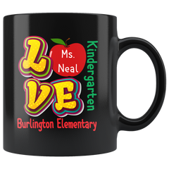 VnSupertramp Personalized Love Apple Teacher Black Mug 11oz - Custom Name, School, Grade on Mug Gift Back To School First Day Of School