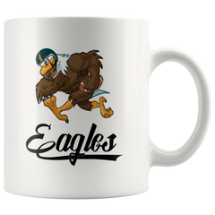 Official VnSupertramp Eagle Playing Football White Coffee Mug 11oz - The Special Edition for Philadelphia Eagles Team Fans - Premium Ceramic Cup - VnSupertramp Apparel Accessories