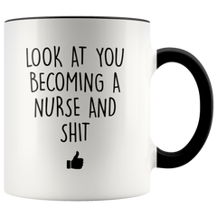 [TL] YouNique Designs Nursing School Coffee Mug, 11 Ounces, Nursing Graduation Gifts for Him and Her, Registered Nurse Graduation Gifts, Soon to Be Nurse Gifts for Women (Black Handle)