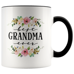 [Teelaunch] Taza de café con texto en inglés "Best Grandma Ever", regalo para abuela, regalo de cumpleaños, taza floral, taza de la mejor abuela del mundo, regalo de Navidad para abuelita, 11 oz divertida taza de café