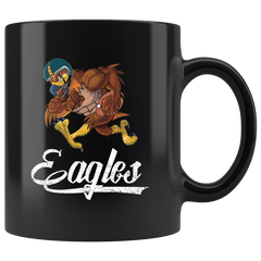 Official VnSupertramp Eagle Playing Football Black Coffee Mug 11oz - The Special Edition for Philadelphia Eagles Team Fans - Premium Ceramic Cup - VnSupertramp Apparel Accessories