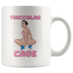 [TL] Tea cup Man Nicholas Air Nicolas Con Pattern Cage Wicker Nick The Not Bees Funny Best Mug holds hand 11oz made from White marble ceramic