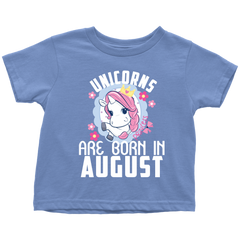 Unicorns Are Born In August Birthday Girl Toddler Shirt Official VnSupertramp Apparel