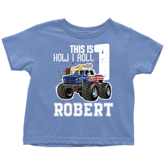 VnSupertramp Personalized Monster Truck Car Birthday Toddler Shirt Kids Boy Son - D4