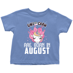 Unicorns Are Born In August Birthday Girl Toddler Shirt Official VnSupertramp Apparel