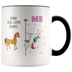 [TL] YouNique Designs Real Estate Agent Coffee Mug, 11 Ounces, White, Unicorn Mug (Black Handle)