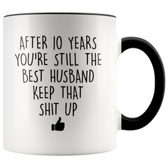 [TL] YouNique Designs 10 Year Anniversary Coffee Mug for Him, 11 Ounces, 10th Wedding Anniversary Cup For Husband, Ten Years, Tenth Year, 10th Year