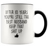 Image of [TL] YouNique Designs 10 Year Anniversary Coffee Mug for Him, 11 Ounces, 10th Wedding Anniversary Cup For Husband, Ten Years, Tenth Year, 10th Year