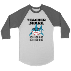 VnSupertramp Teacher Shark Doo Doo Doo Men Women Raglan T-Shirt Back To School Appreciation Gift Tee D3