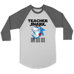 VnSupertramp Teacher Shark Doo Doo Doo Men Women Raglan T-Shirt Back To School Appreciation Gift Tee D2