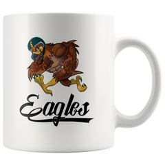 Official VnSupertramp Eagle Playing Football White Coffee Mug 11oz - The Special Edition for Philadelphia Eagles Team Fans - Premium Ceramic Cup - VnSupertramp Apparel Accessories