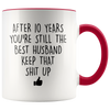 Image of [TL] YouNique Designs 10 Year Anniversary Coffee Mug for Him, 11 Ounces, 10th Wedding Anniversary Cup For Husband, Ten Years, Tenth Year, 10th Year