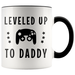 [Teelaunch] New Dad Gift, New Daddy, Dad To Be, Future Dad, Leveled Up To Daddy, Dad Coffee Mug, First Time Dad, First Father's Day, 11oz Ceramic Coffee Novelty Mug/Cup, Gift-wrap Available