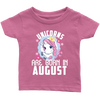 Image of Unicorns Are Born In August Infant Shirt Official VnSupertramp Birthday Apparel