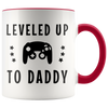 Image of [Teelaunch] New Dad Gift, New Daddy, Dad To Be, Future Dad, Leveled Up To Daddy, Dad Coffee Mug, First Time Dad, First Father's Day, 11oz Ceramic Coffee Novelty Mug/Cup, Gift-wrap Available